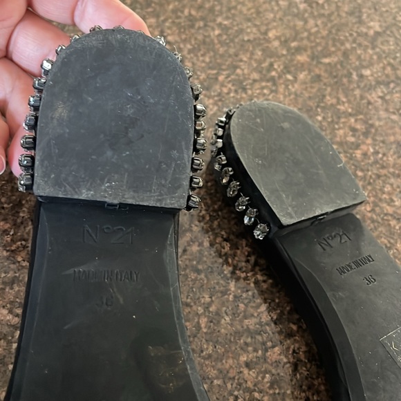 NO 21 LADIES black Crystal slides sandals-6M-GORGEOUS! - Picture 8 of 13